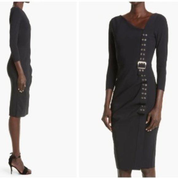CHIARA BONI LA PETITE ROBE Cibeles 3/4 Sleeve Draped Sheath Dress BNWT SZ6 - Picture 4 of 12